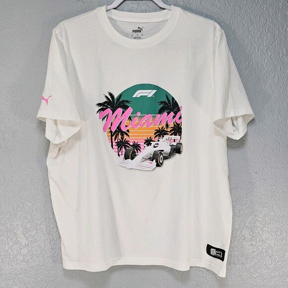 Puma 2024 Formula 1 Men's Miami GP T-shirt Size XL White Cotton - Picture 1 of 7